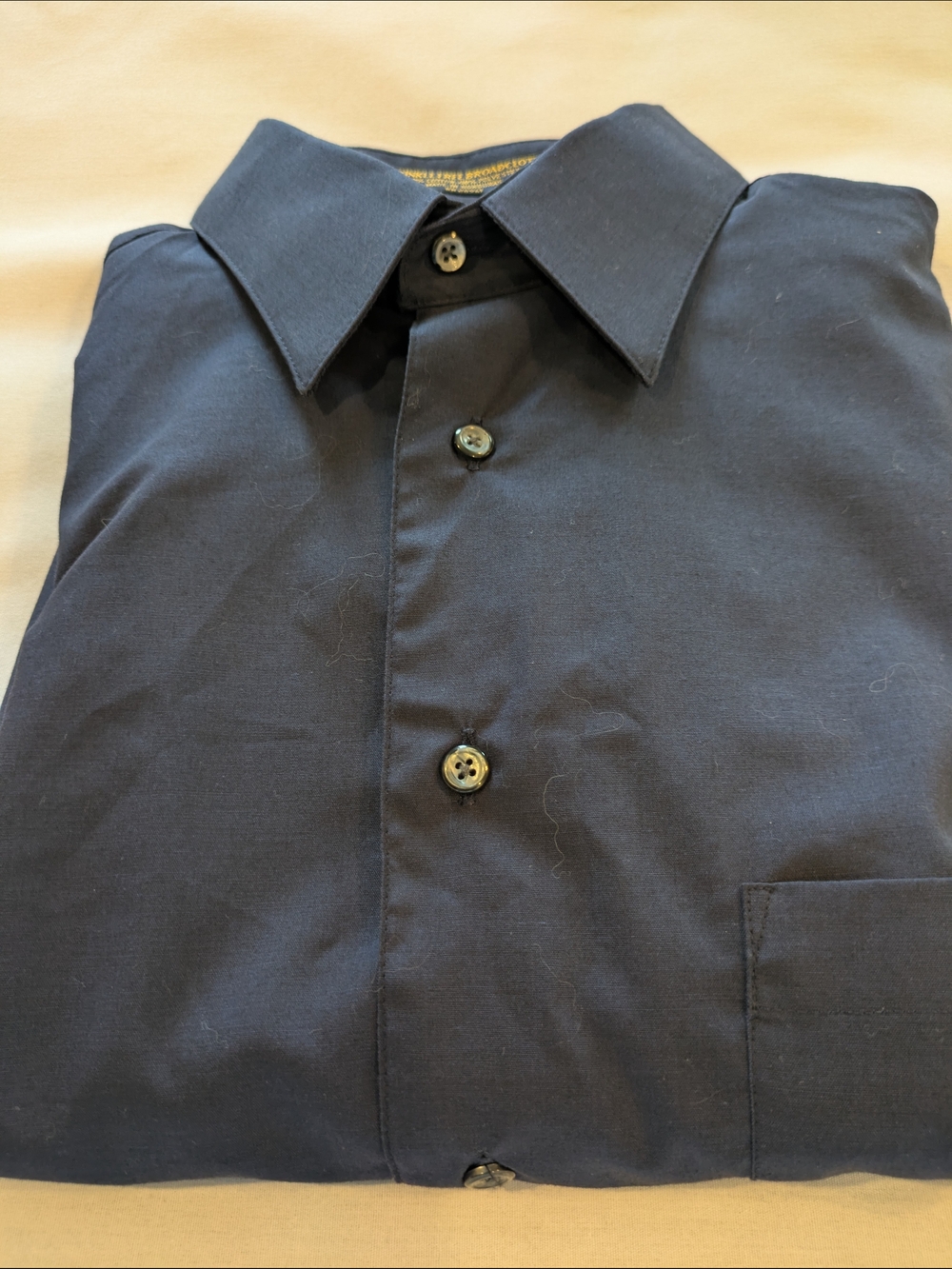 Men's Arrow Dark Navy Long Sleeve Wrinkle Free Dress Shirt Size 16